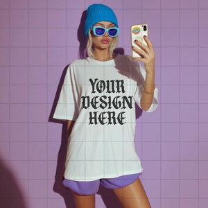 White Comfort Colors 1717 Mockup C1717 Lifestyle Mock Tshirt Streetwear Mockup Pinterest Aesthetic Influencer Mockup Trendy Y2k Summer Shirt