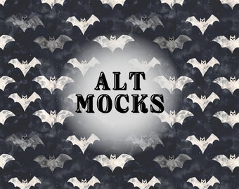 Spooky Seamless Pattern Goth PNG File Halloween Bats Digital Paper Gothic Repeating Art Print Black Cottagecore Witch Cryptids Aesthetic