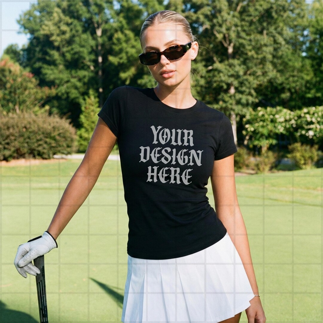 Black Gildan 5000b Mockup Y2K Baby Tee Golf Lifestyle Mock up Tshirt ...