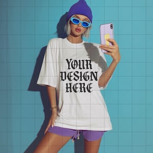 White Comfort Colors 1717 Mockup C1717 Lifestyle Mock Tshirt Streetwear Mockup Pinterest Aesthetic Influencer Mockup Trendy Y2k Summer Shirt