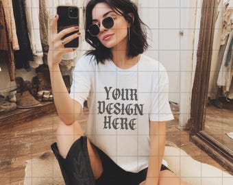 White Comfort Colors 1717 Mockup C1717 Lifestyle Mock Tshirt Streetwear Mockup Pinterest Aesthetic Influencer Mockup Trendy Y2k Summer Shirt