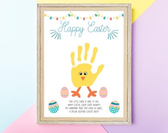 Easter chick handprint with poem, spring chick handprint craft, Easter keepsake for kid, DIY Easter art, preschool & daycare Easter activity