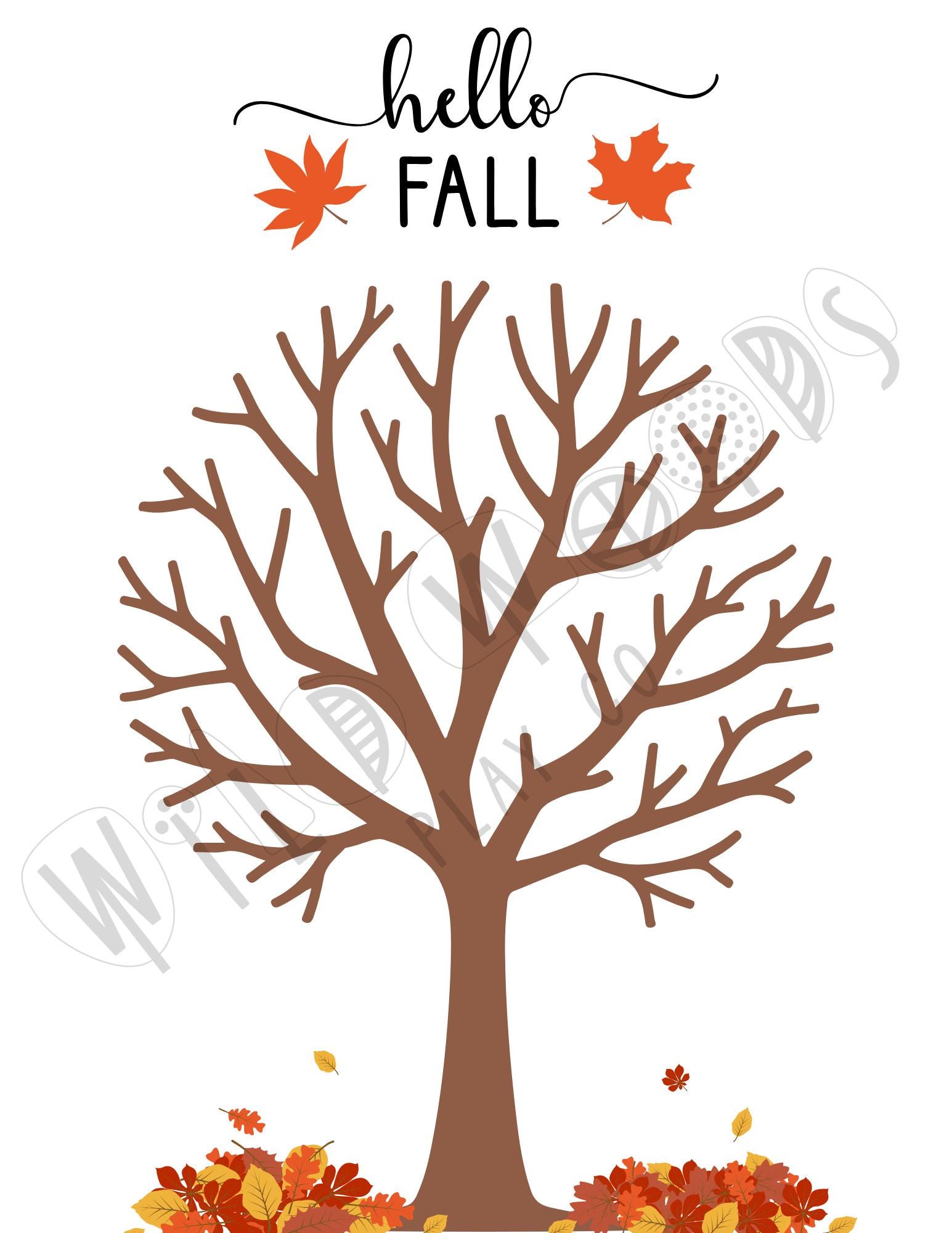 Fall Tree Craft, Fingerprint Art Project, Leaf Painting Printable ...