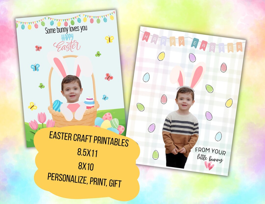 Easter Craft for Kids Printable, Bunny Photo Craft, Fingerprint Easter ...