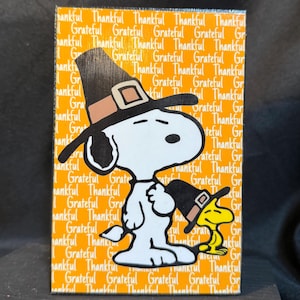 Peanuts Thanksgiving home decor blocks