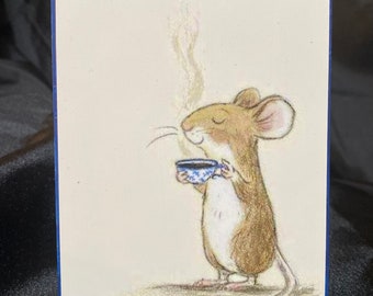 A Mouse and His Morning Coffee Just For Fun home decor block