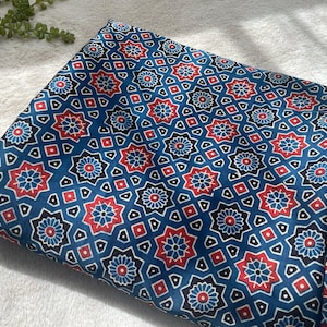 Indigo Ajrakh Modal Silk Saree with blouse