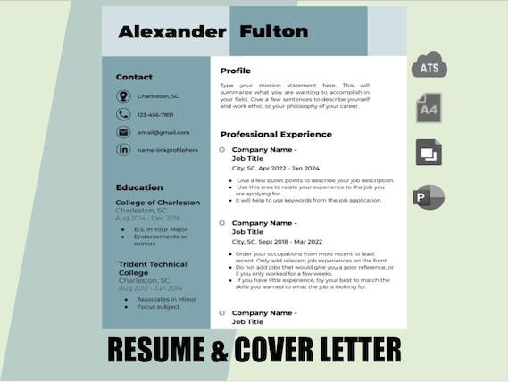 Resume, Cover Letter, and Reference List Templates. FREE Cover Letter, BONUS Reference Page. Professional, Simple, Teal Template.