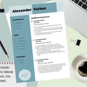 Plantillas de currículum vitae, carta de presentación y lista de referencias. Carta de presentación GRATUITA, página de referencia BONIFICADA. Plantilla profesional, sencilla y verde azulada. imagen 3