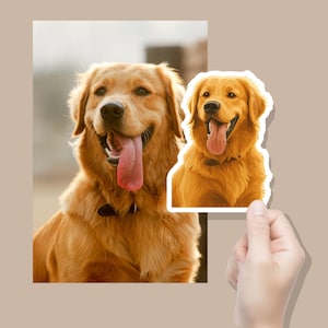 Personalisierte Hundeaufkleber- Hand gezeichnet Karikatur Haustieraufkleber, benutzerdefinierter Hundeaufkleber, Gesichtsaufkleber - Cartoon