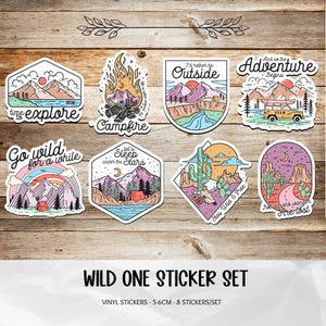Wild One Adventure Sticker Set – Vinyl Decals - 8 Pieces Sticker Pack 6cm