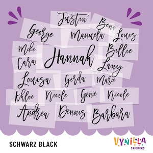 Zwarte naamstickers op maat gemaakt - aanpasbare stickers DIY decoratie waterdicht hoogwaardig vinyl
