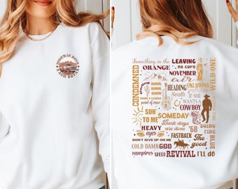 Zach Bryan Highway Boys Tour Sweatshirt, Song Titles, Western Vibes, So Trendy and Cozy, Oversized or Regular Fit, Dress Up or Down