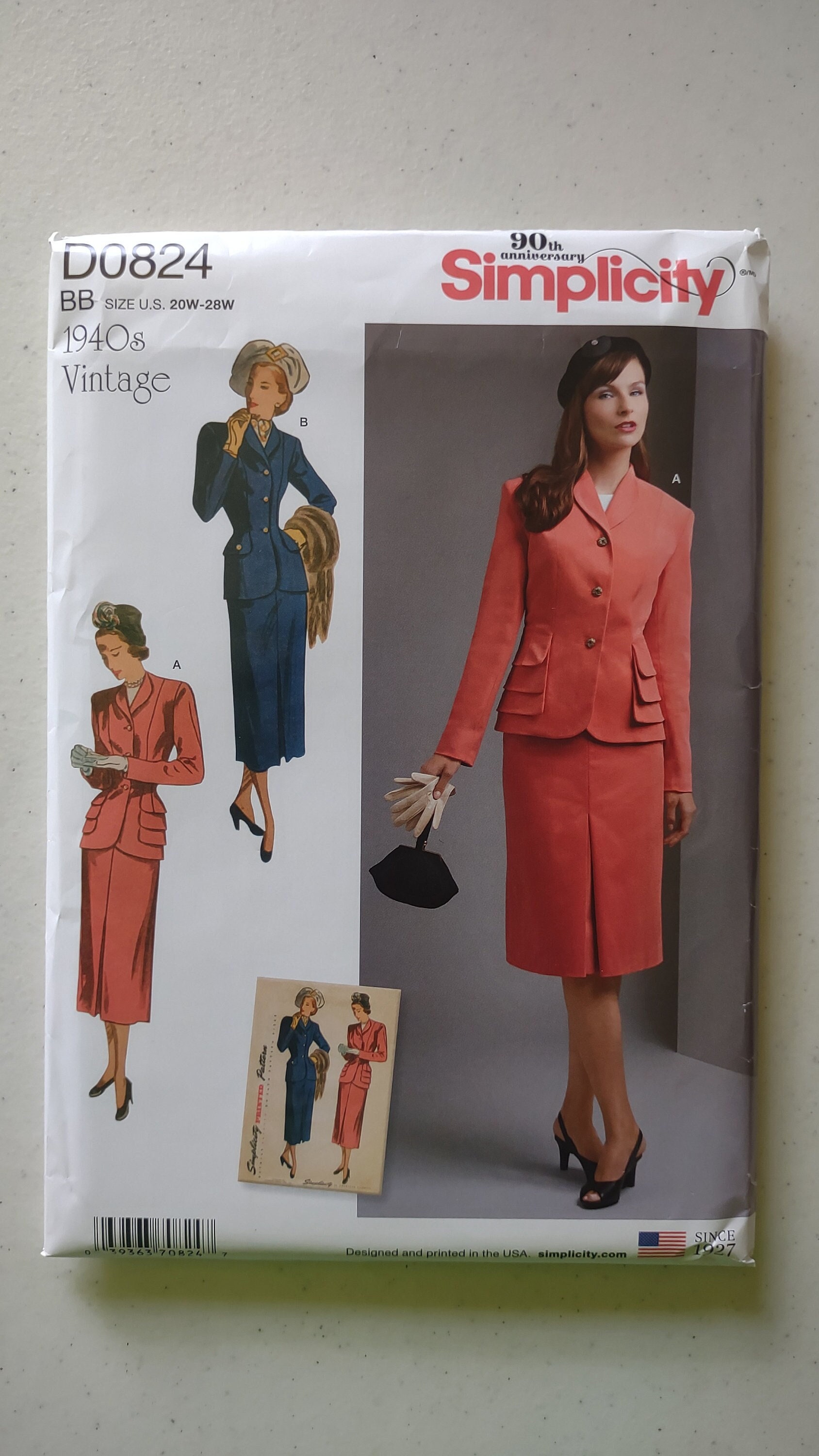 Simplicity 90th Anniversary 1940s Women's Dress Suit Pattern 0824 Etsy