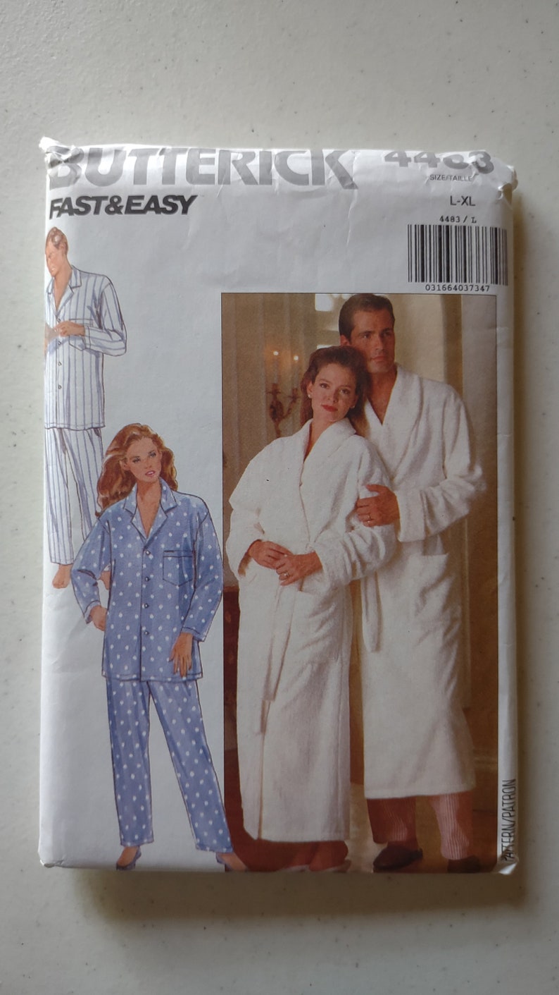 Vintage Butterick Fast & Easy Unisex Adult Pajama Set #4483 (1989) - Etsy