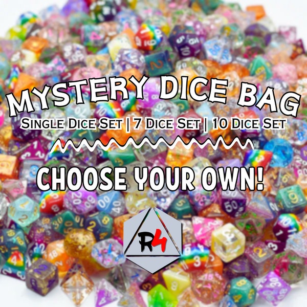Premium Mystery Dice, Dungeons and Dragons Role Playing Dice, DnD, Pathfinder Role Playing Game, Hundreds of styles and colours!