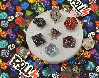 Dice Set Mold, 7 Set, DnD, DIY Polyhedral Dice Making, Dungeons and Dragons Gift