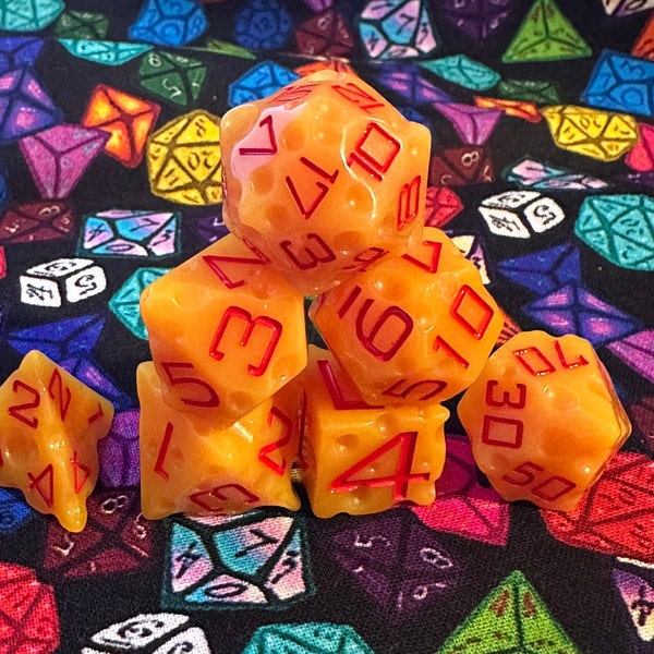 Cheese Themed Dice, DnD Dice Set, Dungeons and Dragons, Pathfinder
