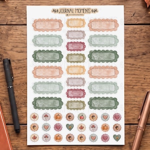 Scallop quarter boxes Sticker Sheet, Planner Stickers, Bullet Journal Stickers