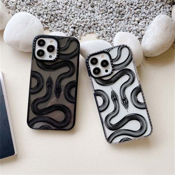 Hand drawn black snake Phone Case for iPhone15 14 13 12 11 Pro Max case 12 Mini XR case iPhone XS Max iPhone7 8 Plus iPhone SE Phone Case
