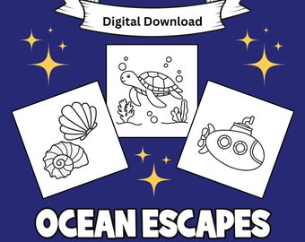 Ocean Escapes Printable Coloring Pages, Bold and Easy Designs for Adults and Kids, Simple and Cute for Relaxation, Ocean Coloring Pages