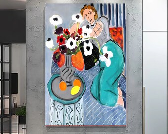 Lámina de la Odalisca de Henri Matisse, decoración vintage sobre lienzo, arte de Blue Harmony.