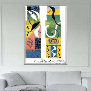 Henri Matisse, Le bestie del mare, Riproduzione artistica, Decorazione su tela di Matisse, Stampa poster di Matisse, Arte moderna colorata, Stampa artistica astratta