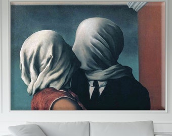The Lovers for Rene Magritte Decors, American Abstract, Man Cave
