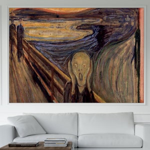 L'urlo, 1893, dipinto di Edvard Munch, stampa su tela e poster de L'urlo, arte moderna su tela, esempio di dipinto su tela di espressionismo