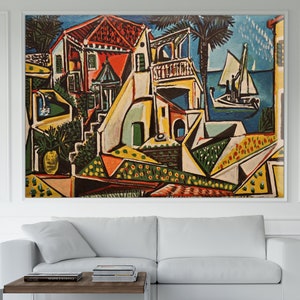 Pablo Picasso Mediterranean Landscape, Pablo Picasso Artworks Poster, Extra Large Canvas Wall Art,Canvas Print