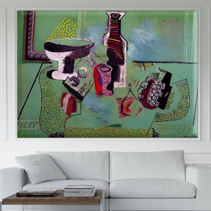 Natura morta verde, 1914 di Pablo Picasso, decorazione su tela Picasso, poster Picasso, stampa Picasso, arte su tela moderna, stampa d'arte astratta, regalo per la casa
