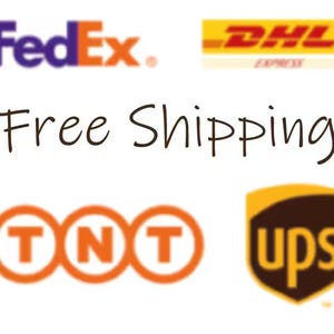 May include: Free shipping is offered on orders with FedEx, DHL, TNT, and UPS logos displayed.