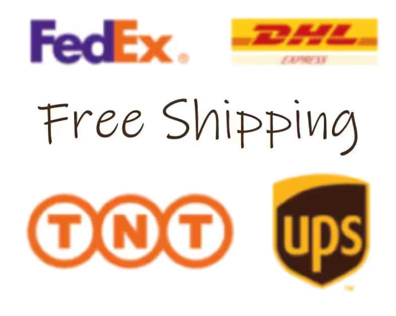 May include: Free shipping is offered on orders with FedEx, DHL, TNT, and UPS logos displayed.