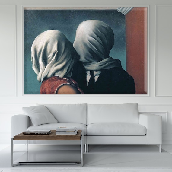 The Lovers for Rene Magritte Decors, American Abstract, Man Cave