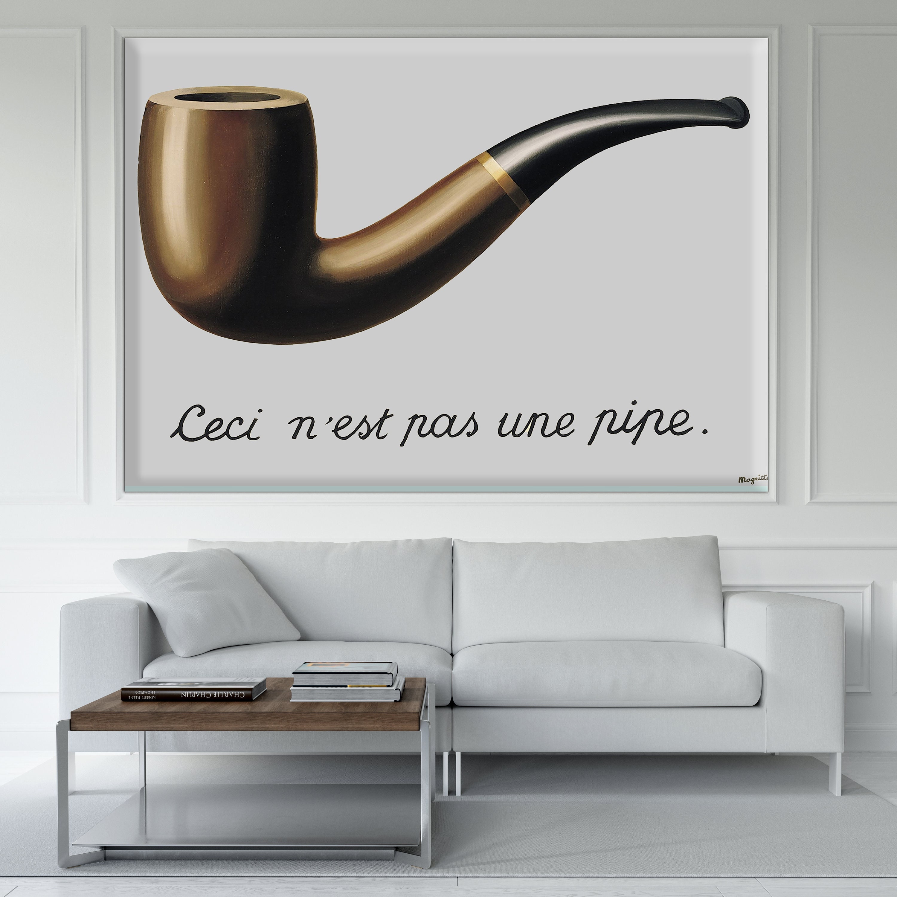 ルネ・マグリット「パイプ1本」キャンバスプリント：現代シュル