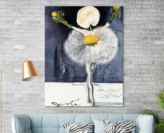 Salvador Dali Dance Dandelion Print, Abstract Surrealist Canvas