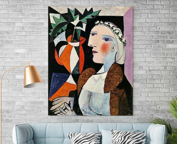 ピカソ「女性の頭部」キャンバスプリント：現代美術複製画 - Etsy 日本