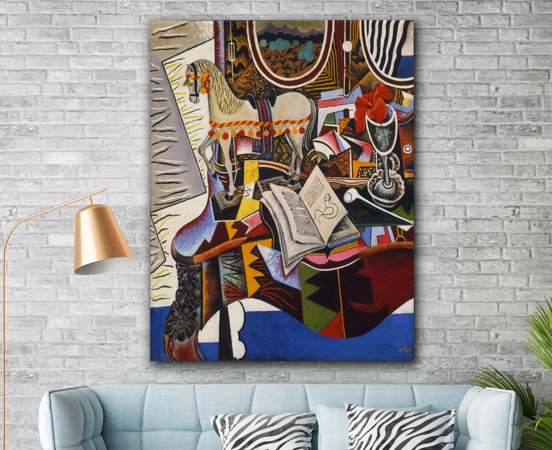 ジョアン・ミロ「馬、パイプ、赤い花」抽象画 - Etsy 日本