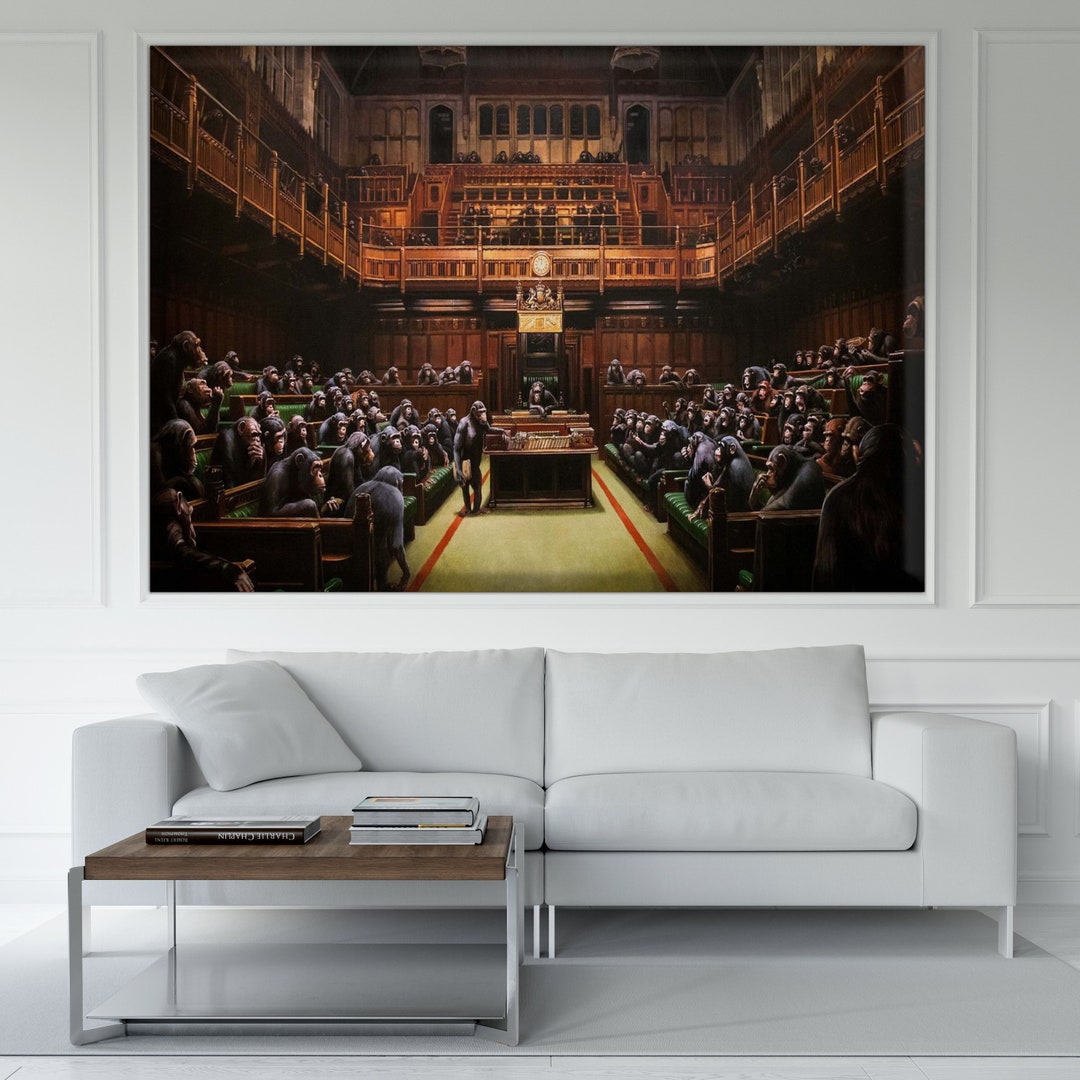 Stampa D'arte Banksy 'Devolved Parliament': Poster Grande 61x61 Cm Su Carta Satinata Premium