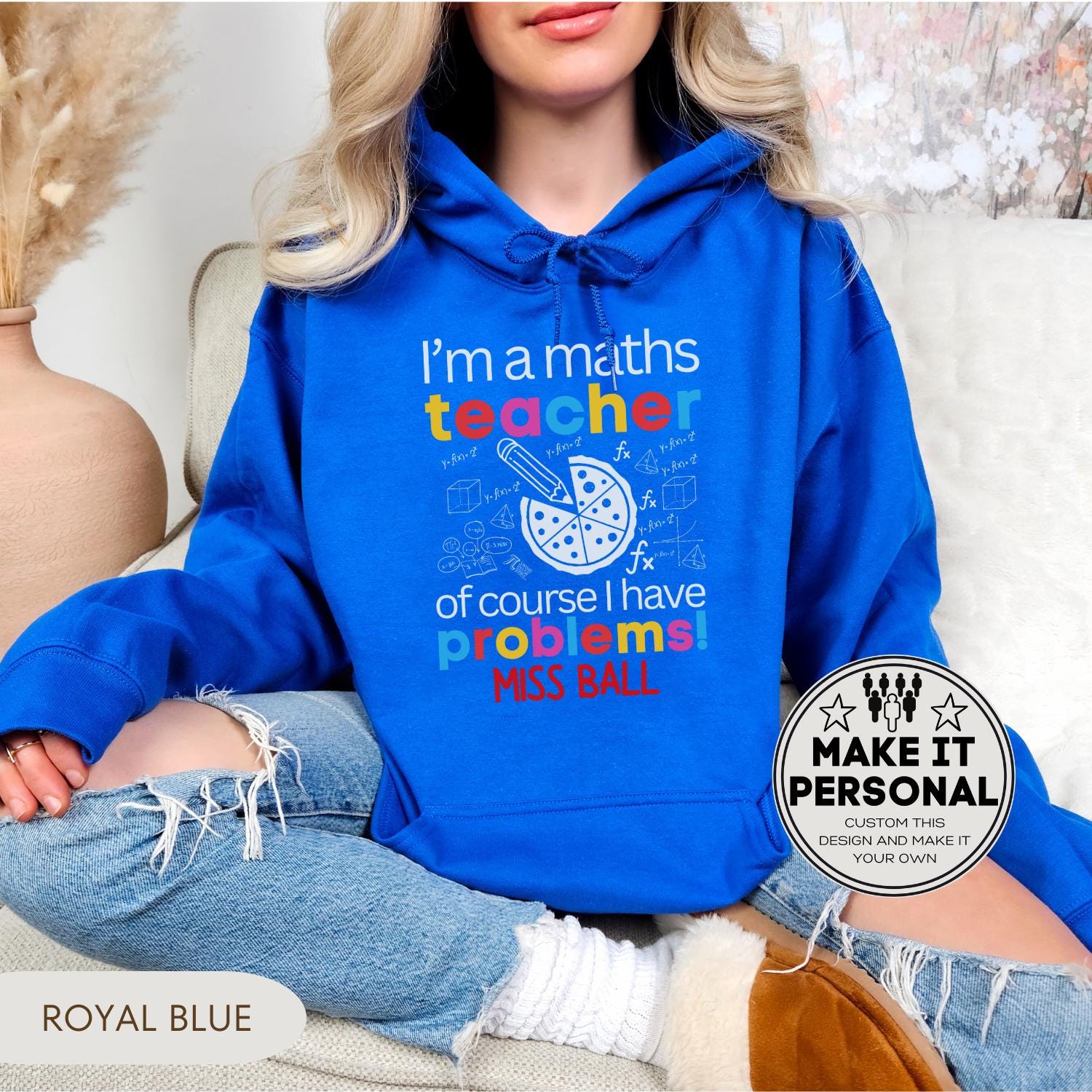 Maths Bleu Bonheur Chemise De Nuit Sweat à Capuche Mignon