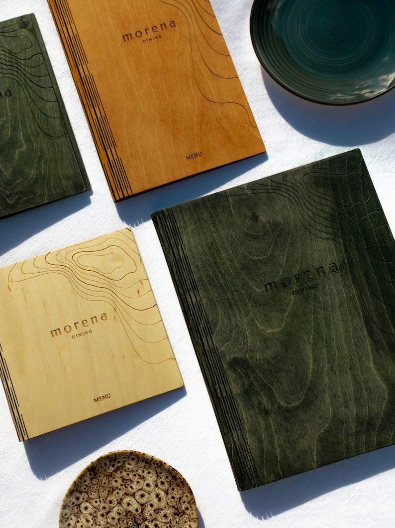 Wooden Menu Cover A4 / Custom – Custom Engraved – Rustic or Modern ...
