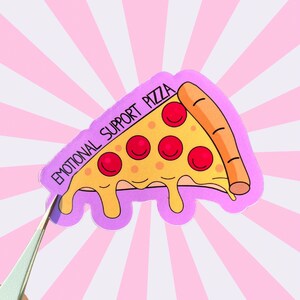 Emotional Support Pizza Sticker, Waterproof Vinyl, Cute Pizza Slice, Pizza Lovers, Funny Sayings Sticker, Water Bottle Sticker, Pepperoni