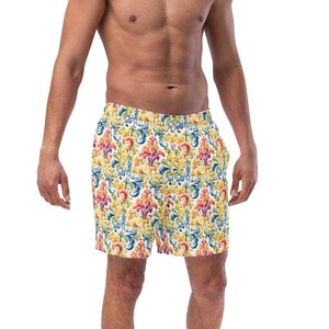 Colorful Baroque Swim Trunks for Men Quick Dry Mens Swimsuit Summer Beachwear Boardshorts Lightweight Comfortable Swim Shorts
