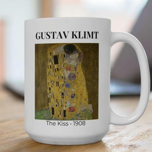 Artistic Ceramic Mug, Gustav Klimt The Kiss Coffee Cup, 11oz, 15oz - Unique Gift for Art Lovers, Artistic Home Decor, Fine Art Tea Mug, Art