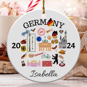 Adorno con nombre personalizado y temática de Alemania, regalo personalizado, recuerdo de viaje, decoración para árbol de vacaciones