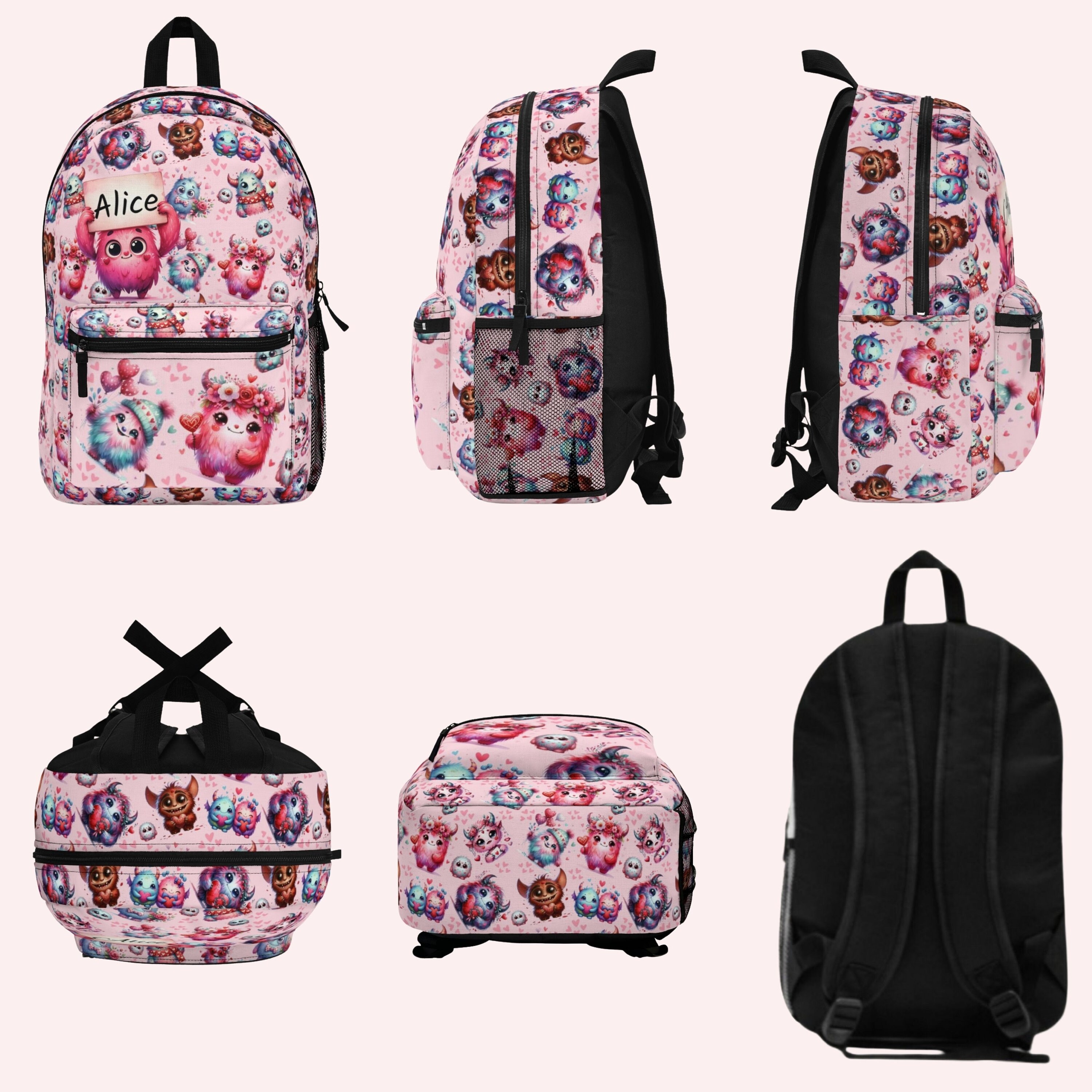 Pink Monster Backpack Personalized Backpaks for Kids - Best Backpack With Name for Girls ...