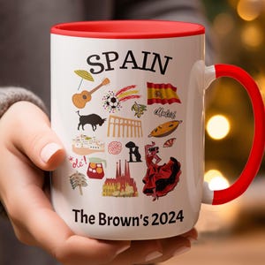 Taza de viaje personalizada de España con nombre y año, regalo de recuerdo español personalizado, taza de recuerdo única de España image 6