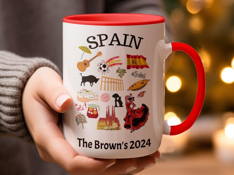 Taza de viaje personalizada de España con nombre y año, regalo de recuerdo español personalizado, taza de recuerdo única de España image 6