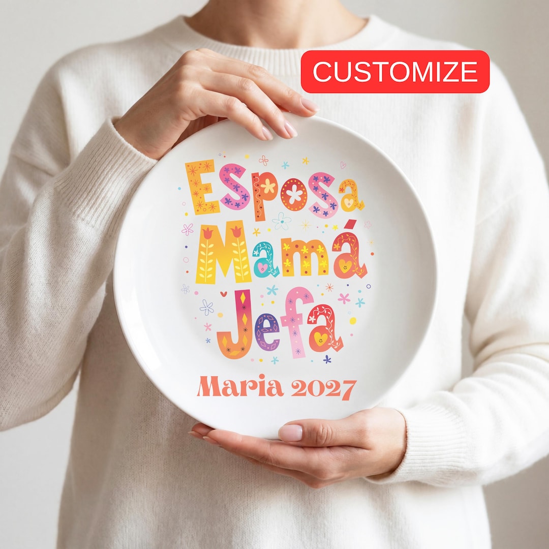 Personalized Esposa Mama Jefa Plate | Custom Name and Year Latina