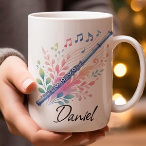 Personalized Flute Mug Musician Gift Custom Music Mug Gift for Flute Player Music Teacher Gift Flutist Coffee Mug Music Lover Mug